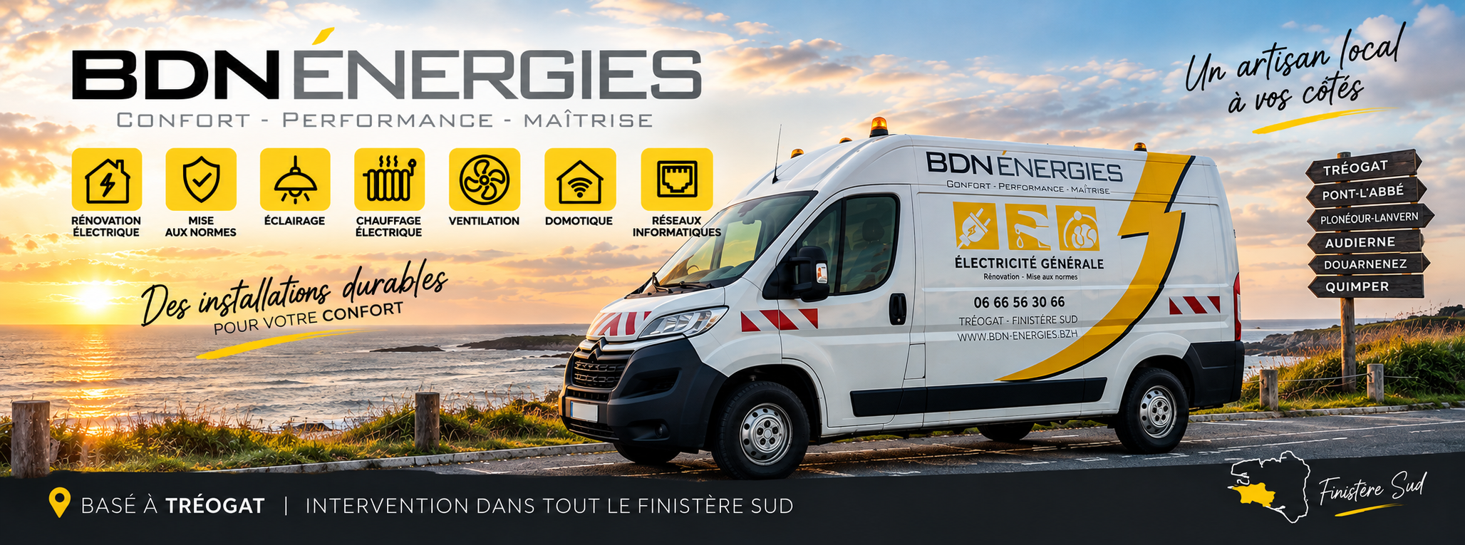 BDN Énergies, électricien basé à Tréogat dans le Finistère Sud